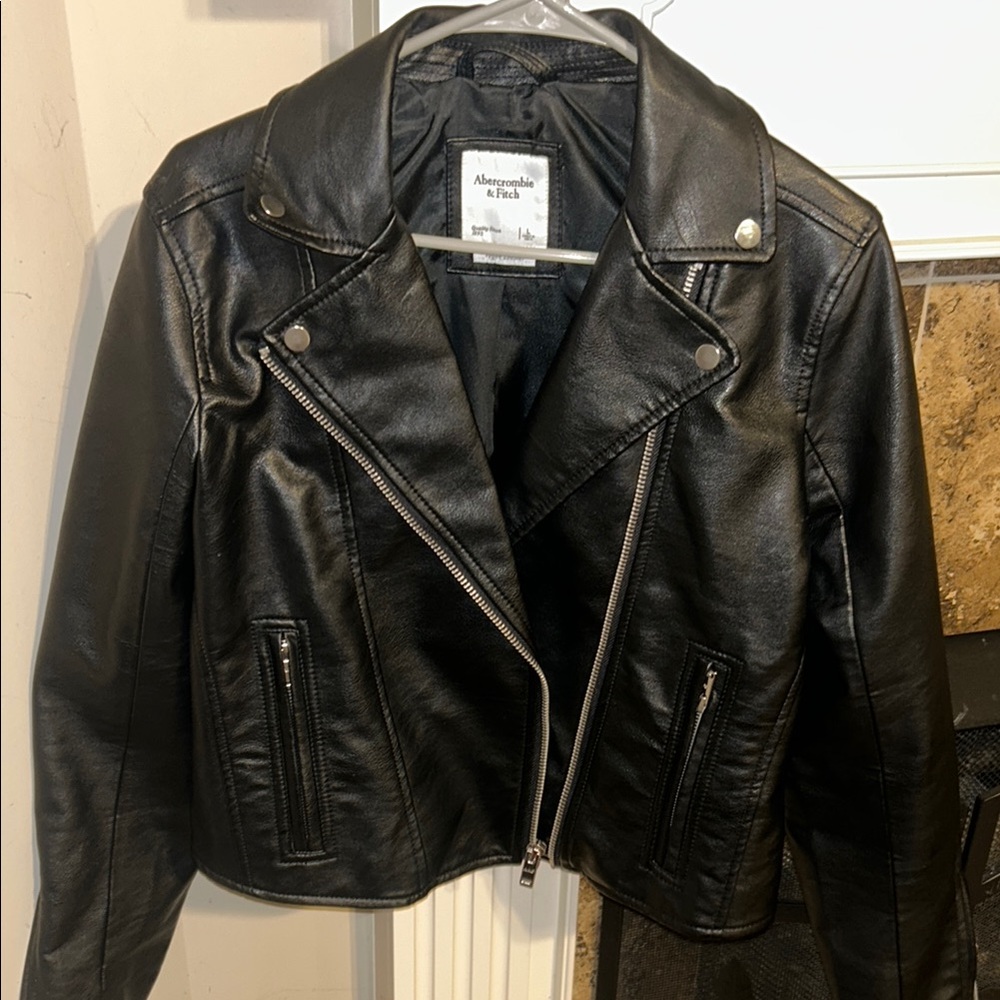 Abercrombie & Fitch Black Leather Motorcycle Jacket